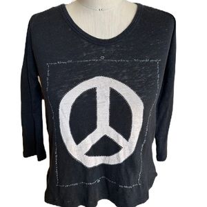 Zara W & B Collection Black Linen Top. Size large